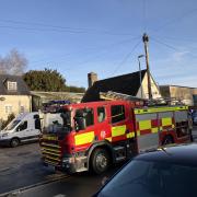 Fire engine in Querns Lane, Cirencester