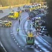 An air ambulance has landed on the M4 eastbound