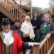 Town councillors mark the reopening of the Waitrose steps