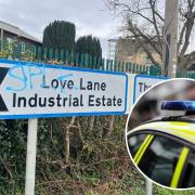 Between 50 to 60 cars gathered at Love Lane Industrial Estate on Sunday evening, March 17
