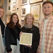 Photo of Best 3D winner, Sue Hooper and her three children: She is pictured at the Private View opening with her three children, from left: Annie Williamson, Jessie Anderson, Sue Hooper and Charlie Hitchcock