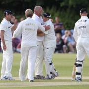 Merv Hughes celebrates a wicket