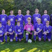 Thornbury Baptist Church FC (proudly sponsored by ‘Deep Blue’ Fish & Chips) line-up before a 7-0 demolition of mid-table rivals Grace United.