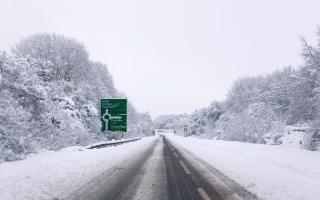 The latest weather maps show snow falling in Scotland, Wales and much of England